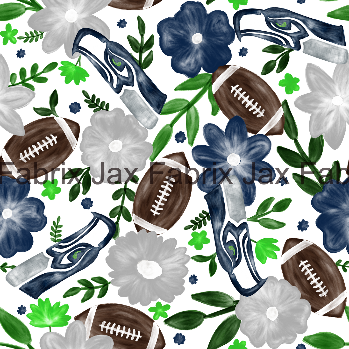 Seahawks Football Floral Watercolor RAE78
