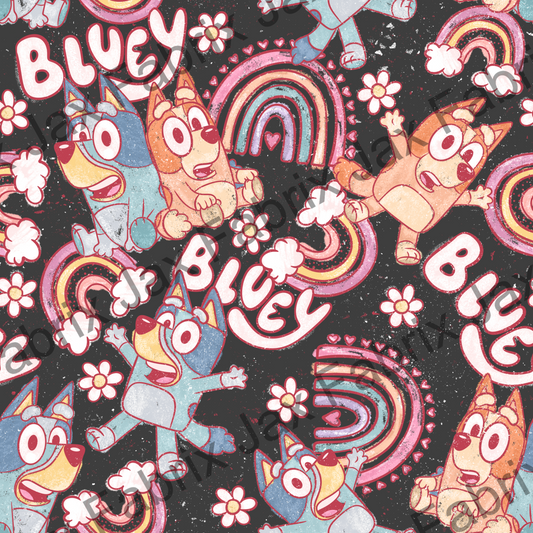 Sketchy Rainbow Pups Black PC428