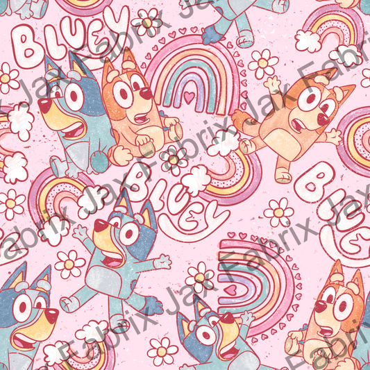 Sketchy Rainbow Pups Pink PC429