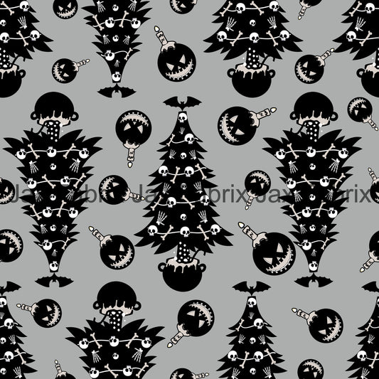 Spooky Christmas Trees Grey ED5