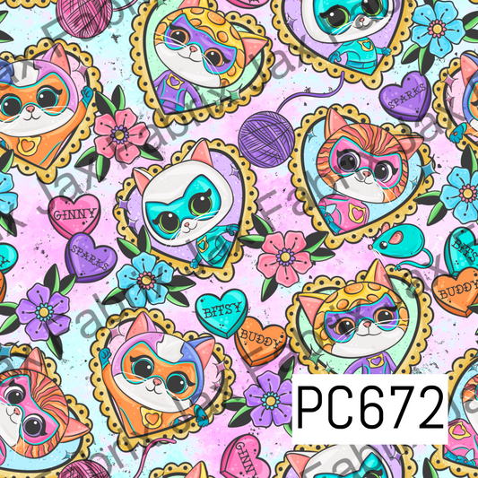 Tattoo Powerful Kitties Pastel Tie Dye PC672
