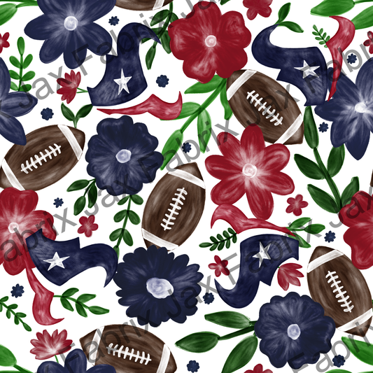 Texans Football Floral Watercolor RAE82