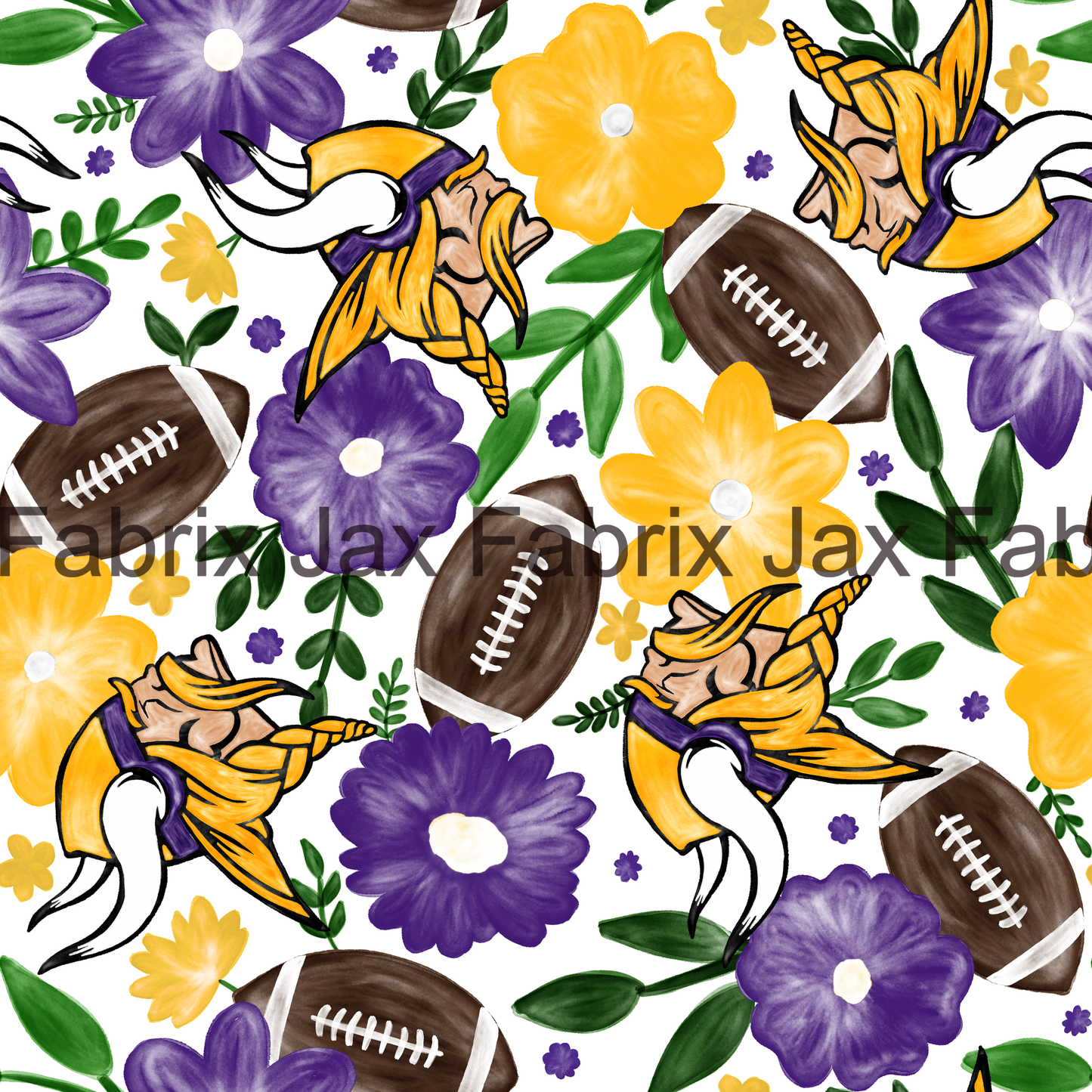 Vikings Football Watercolor Floral RAE45