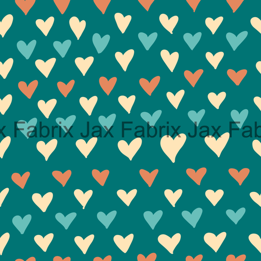 Groovy Vintage Hearts Teal AMD151
