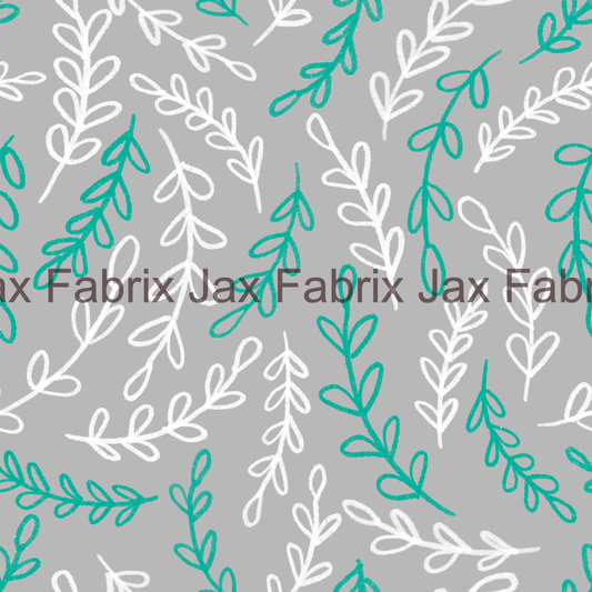 Sweetheart Grey Scribble Leaves AMD172