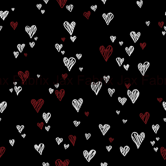 Sweetheart Red On Chalkboard Scribble Hearts AMD165