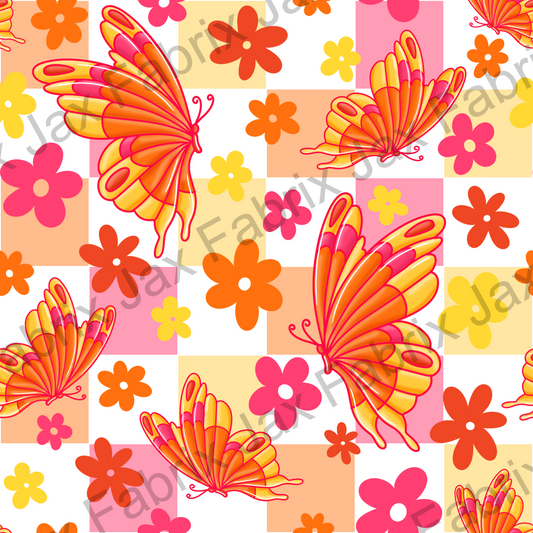 Groovy Flower and Butterfly Check ZR151